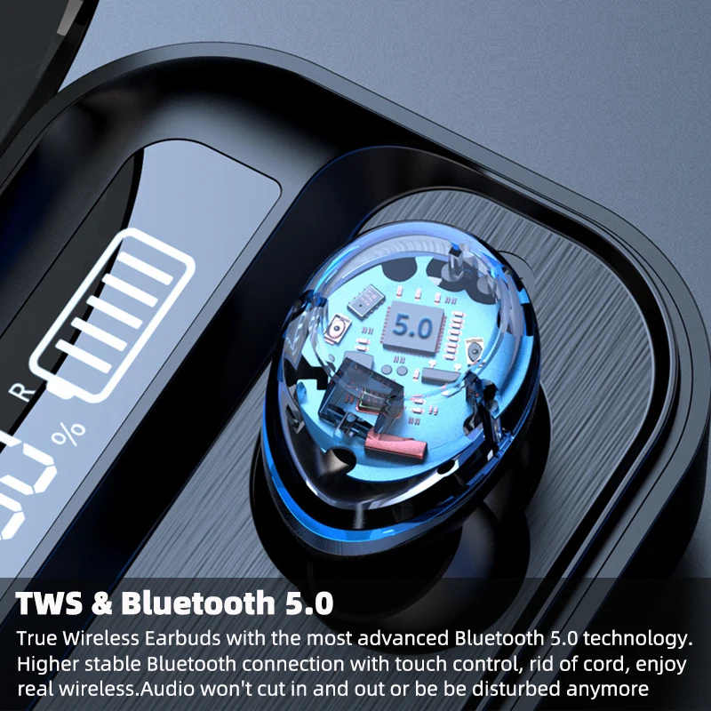 Беспроводные наушники Bluetooth 5 0 миниатюрная гарнитура с фонариком