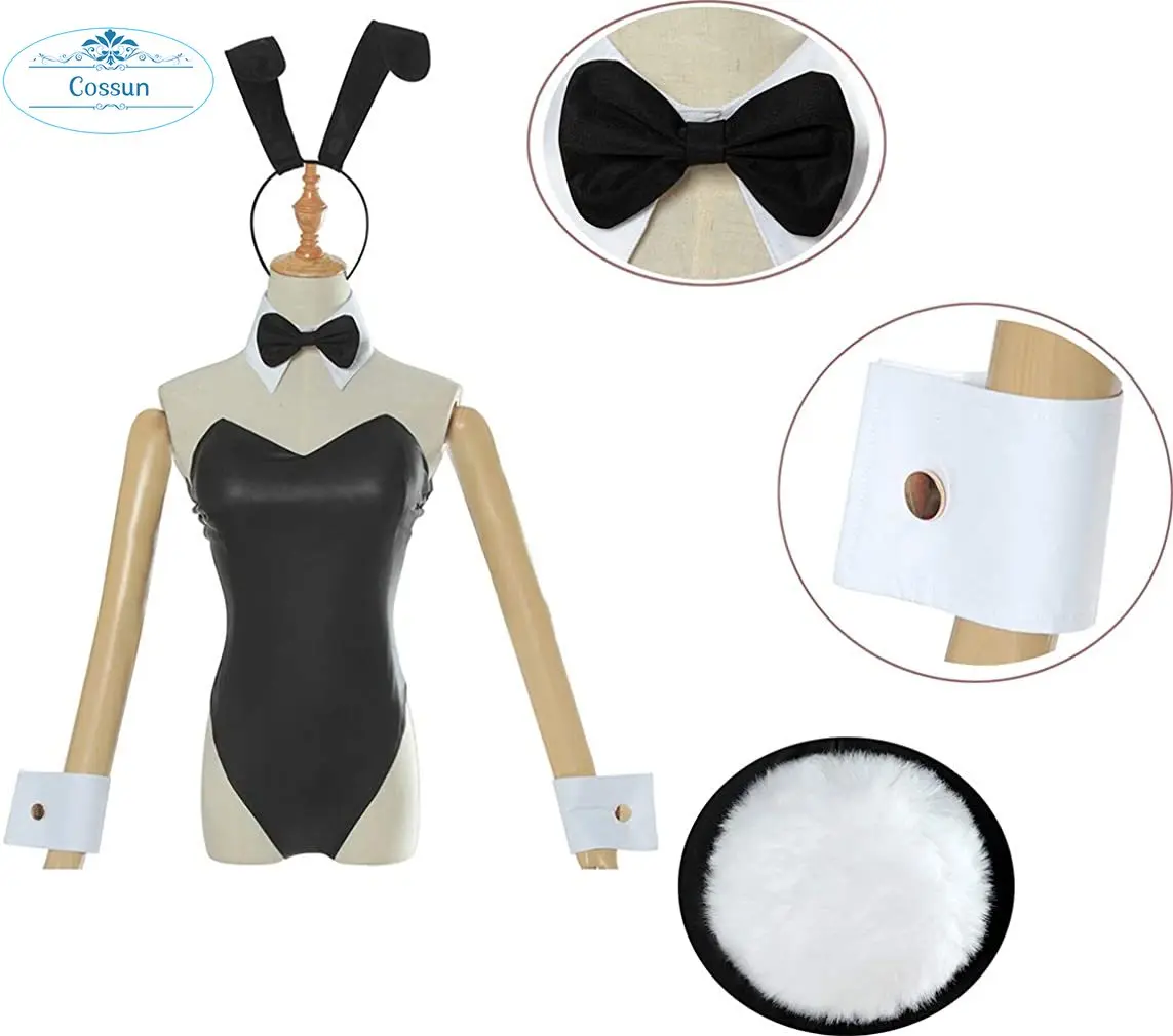 

Костюм для косплея аниме Sakurajima Mai, женский черный сексуальный комбинезон на Хэллоуин, мошенник, не мечтает о кролике, девушке, Senpai, японском