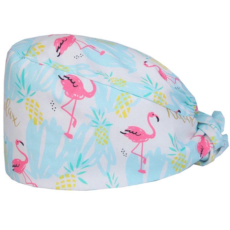 Flamingo Cap Темно-синяя медицинская Кепка с принтом совы, рабочие головные уборы для медсестры, хирургическая Кепка для стоматологической клиники, для мужчин и женщин, хлопок, медицинские аксессуары - Цвет: Flamingo Cap