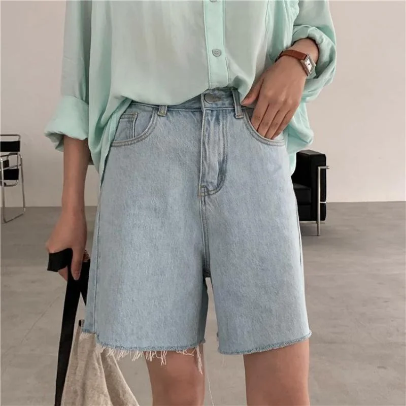 

Streetwear Motorcycle Plus Size Shorts Ladies Summer Cotton Denim Shorts Jeans High Waist Cool Feminine Fashion Korean Style
