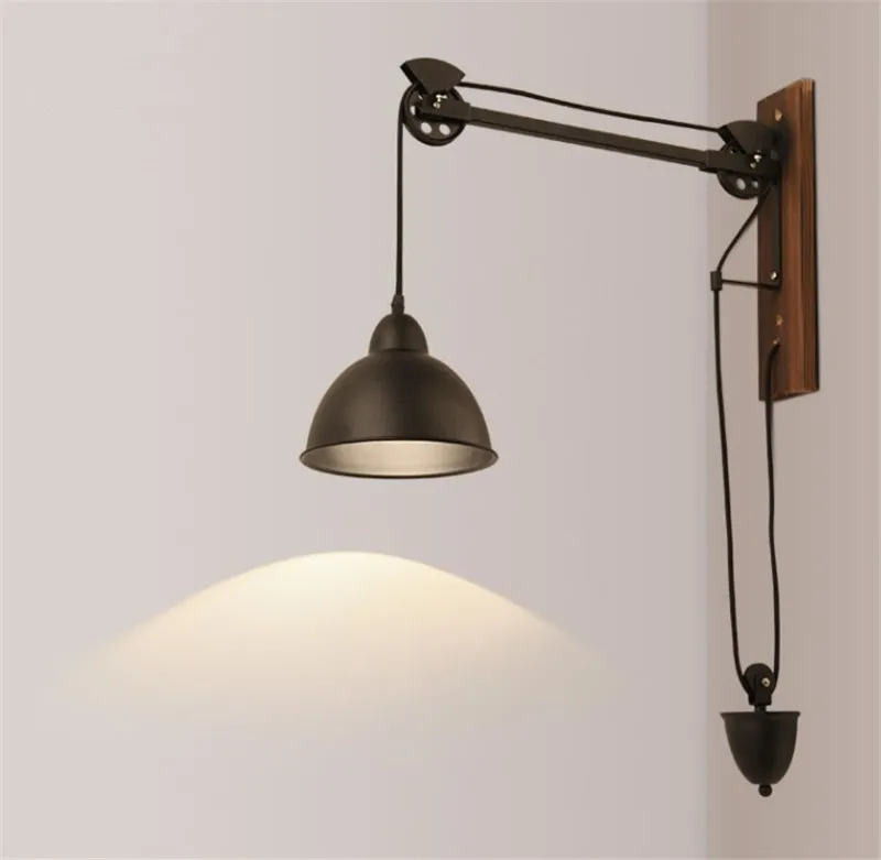 

Американский Лофт Ностальгический настенный светильник В индустриальном стиле с подъемными шкивами лестница Коридор Спальня прикроватны...