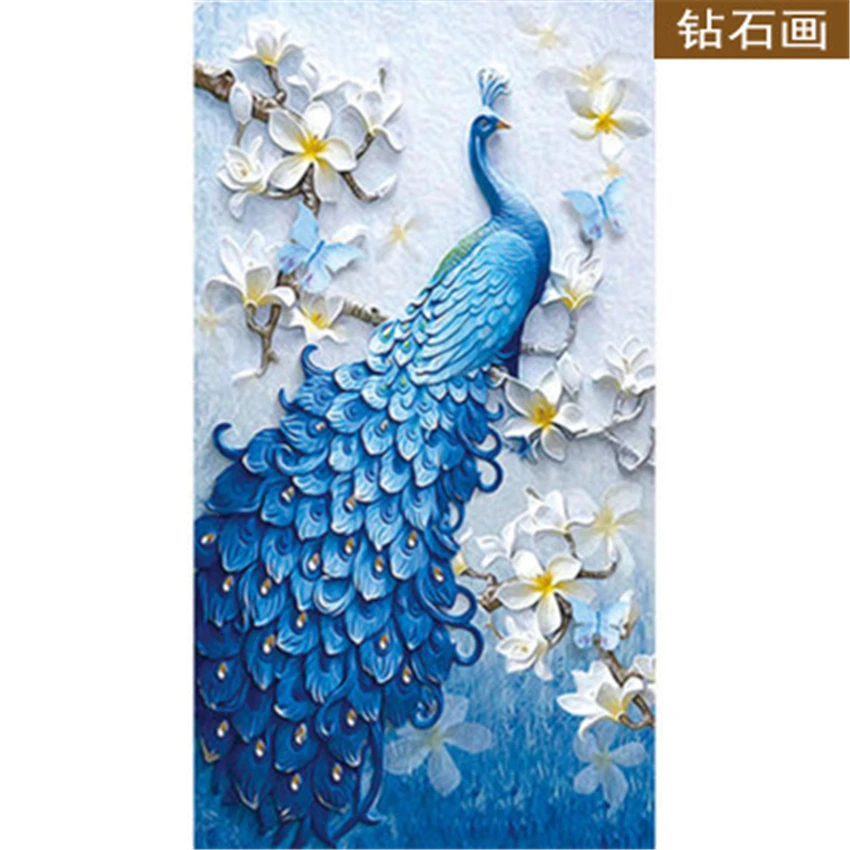 Алмазная 5D картина сделай сам для гостиной с голубым павлином спальни вышивка