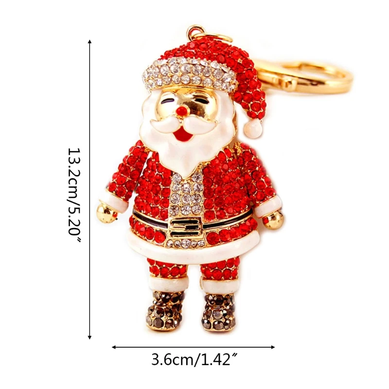

Rhinestones Crystal Christmas Santa Claus Keychain Key Ring Women Bag Purse Toy