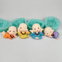 ts0288 funny little monk diy home cute buddha switch fridge magnet clay resin moulds decoration gift creative silicone moulds