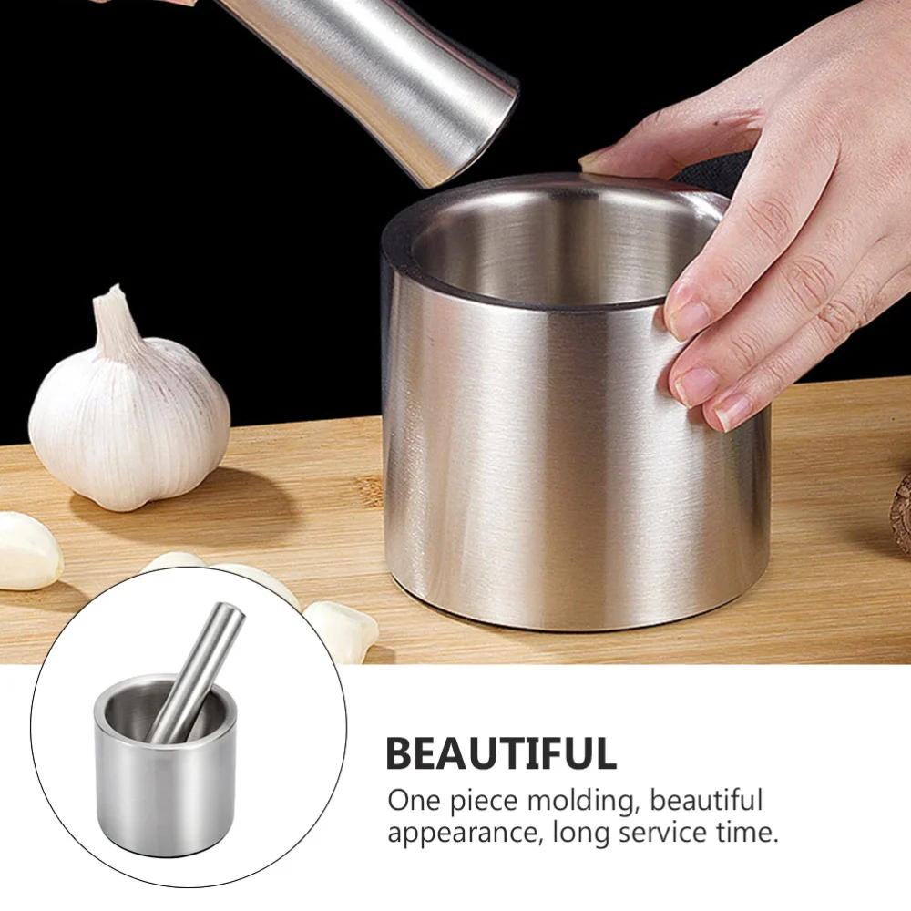 

1 Set of Grinding Rod Grinding Bowl Wear-resistant Garlic Grinders (Silver)