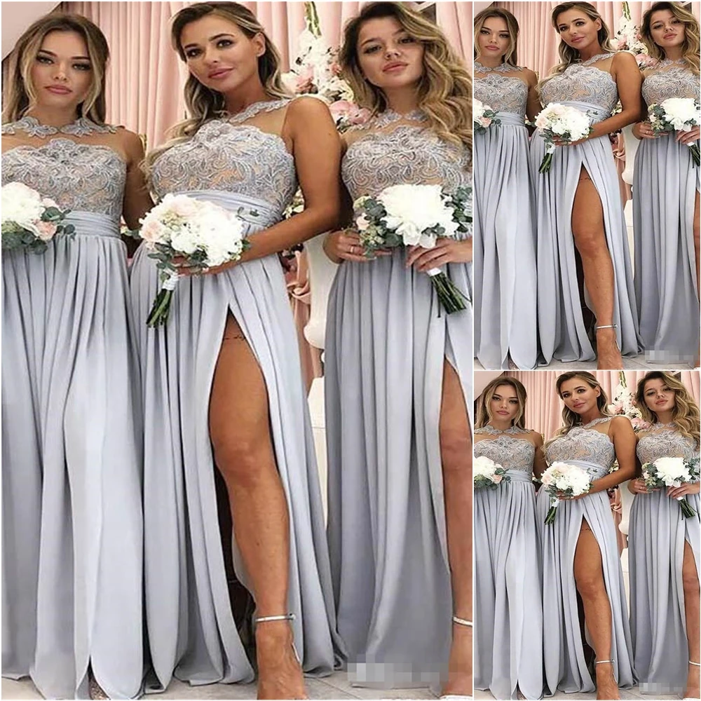 Трапециевидные вечерние платья для выпускного вечера иллюзия Высокая Шея без