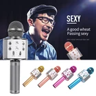 WS858 Bluetooth-Совместимый Беспроводной микрофон для караоке, профессиональный динамик, конденсаторный микрофон, проигрыватель для вокала, с рекордером, микрофон со светодиодной подсветкой