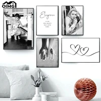 sexy woman feather hands poster black white abstract love heart photography lady canvas painting prints bedroom home decor art
