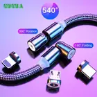 Магнитный кабель Micro usb Type-c для iPhone 12, 11, 540, вращающийся, для быстрой зарядки и передачи данных