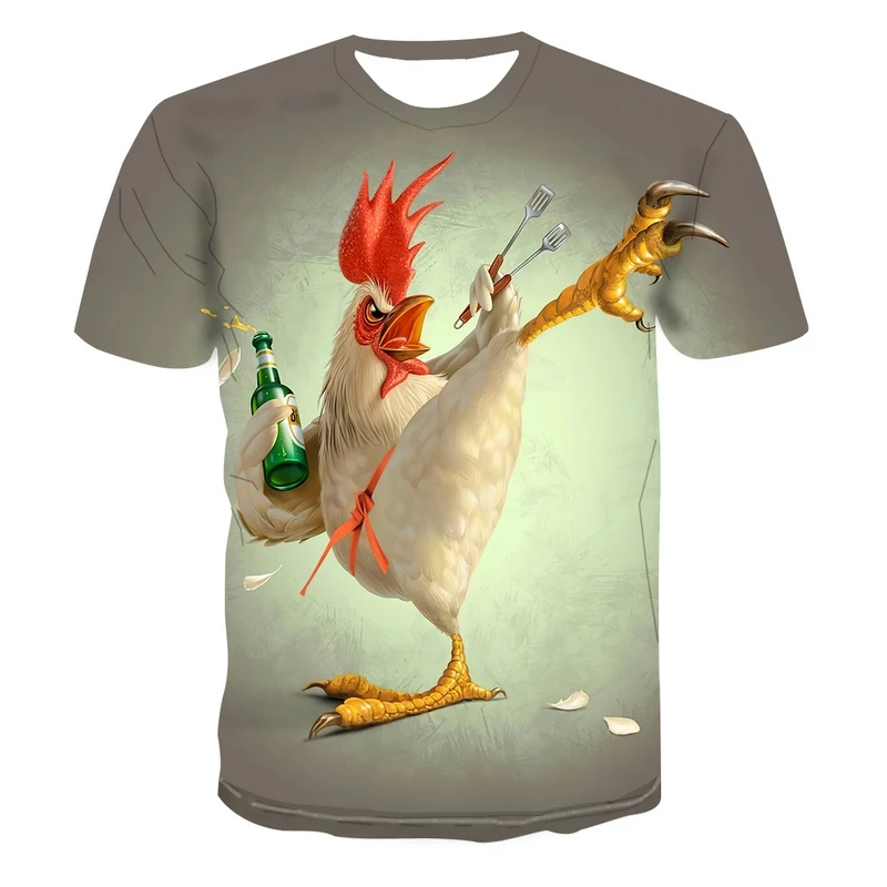 

Golden Rooster Independent 3d Printing Short-sleeved Funny Men's And Women's T-shirt Summer Latest Casual O-neck Wild Loose Top