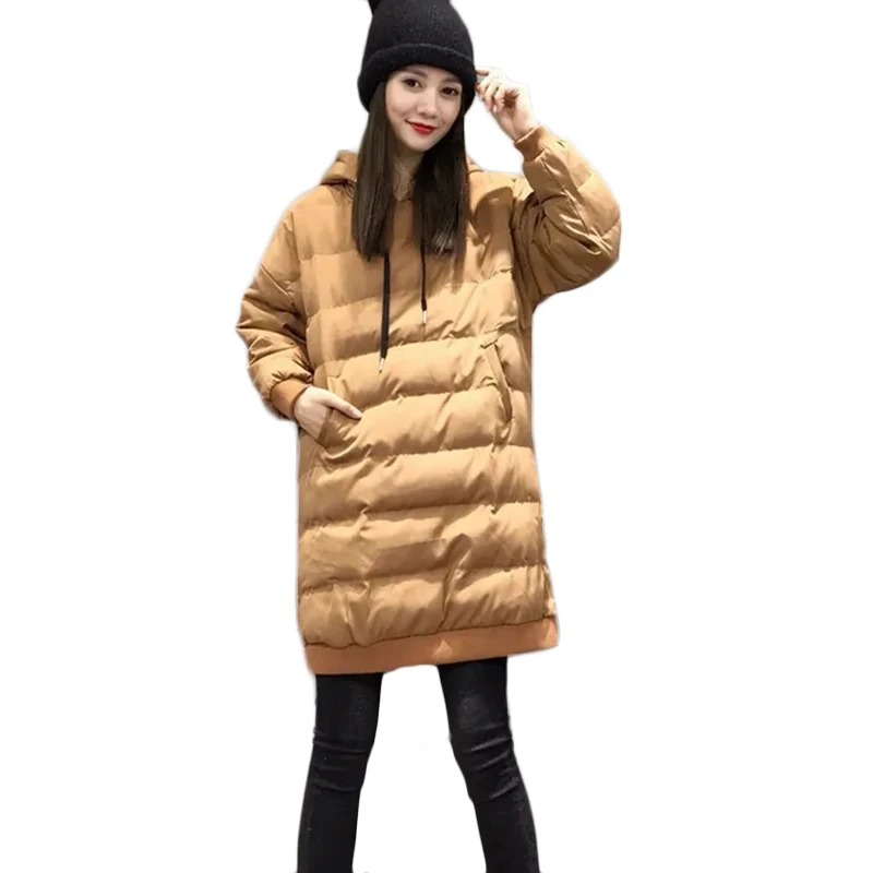 

Парка женская с капюшоном, пуловер свободного покроя из хлопка, Повседневная Длинная Верхняя одежда, зима 2021