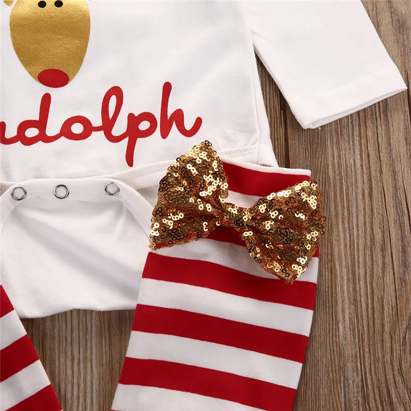 Рождественский топ для маленьких мальчиков и девочек Детский комбинезон +