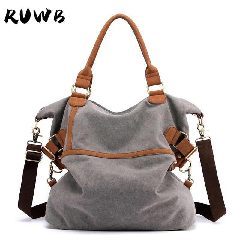 

RUWB Korean Style Large Capacity Canvas Bag Ladies Street Casual Travel Tote Bags for Women 2022 Winter Shopping Shoulder Bags
