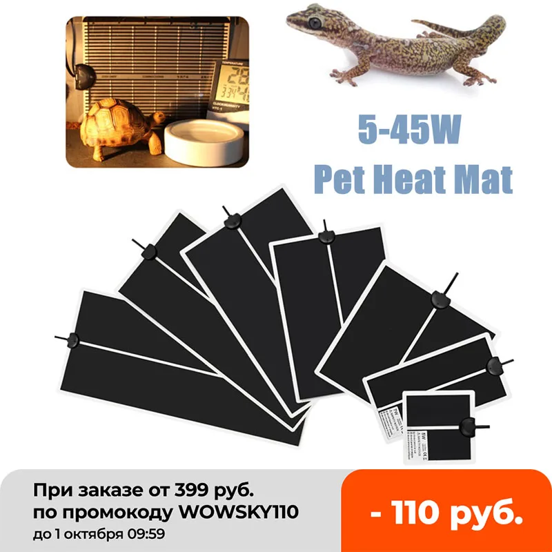

Тепловой коврик для террариума рептилий 5-45 Вт, греющие коврики для лазания, настраиваемый регулятор температуры, принадлежности для рептил...