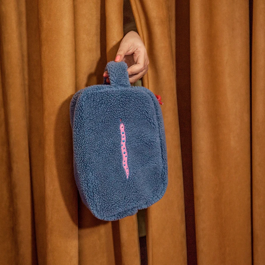 Original creative fleece mini cosmetic bags for girls portable embroidered handbags in 3styles (FUN KIK store) | Багаж и сумки