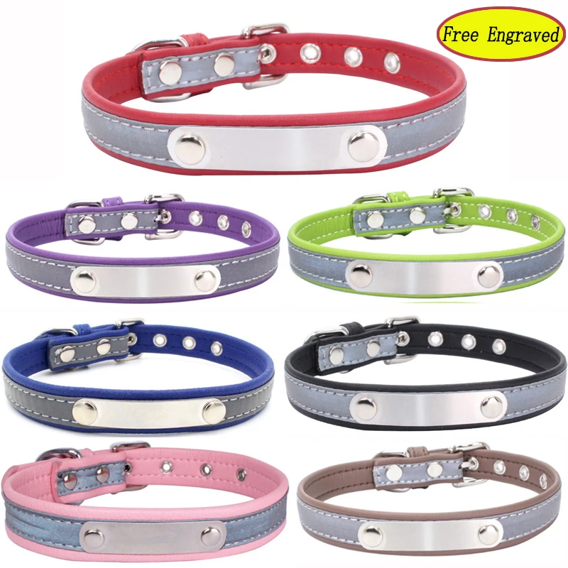 Светоотражающий кожаный ошейник для собак персонализированные ошейники с