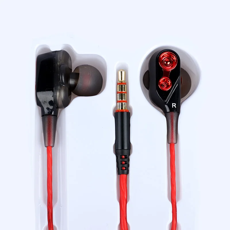 Наушники вкладыши с двойным приводом стерео проводные наушники сабвуфером