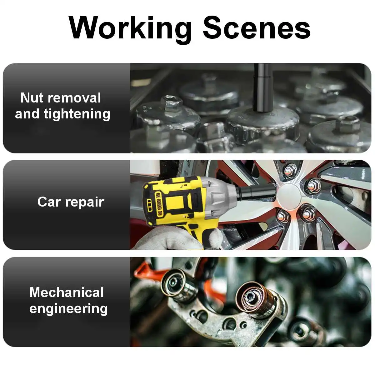 

18V 520N.M Electric Impact Wrench Rechargeable 1/2 Socket Wrench Cordless Without Battery For Makita 18V DTW285Z Old Battery