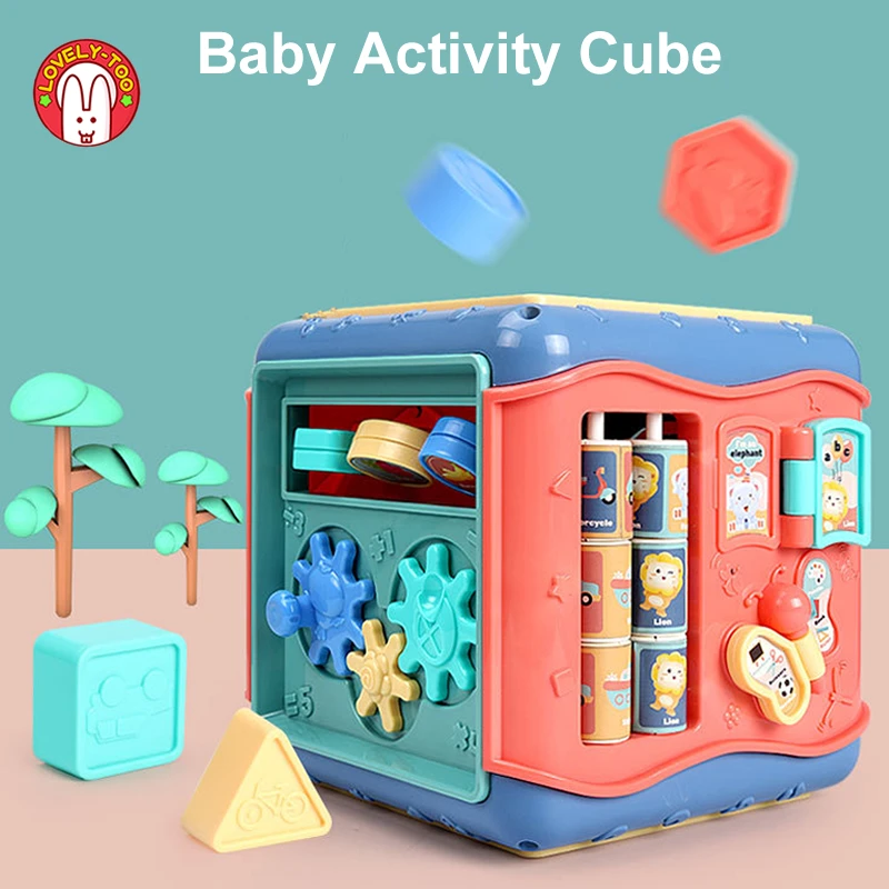 

Baby Toys Activity Play Cube Six-Sided Box Montessori Shape Match Infant Development Educational Toy For Kids 13 24 Months