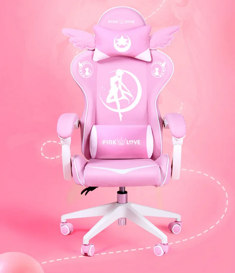 

Pink E-sports chair girls can go to computer chair home fashion comfortable anchor live broadcast chair Internet Cafe Game Chair