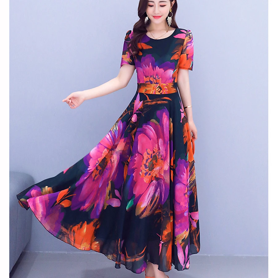 Элегантное шифоновое пляжное платье макси в стиле бохо весна-лето 4XL размера плюс