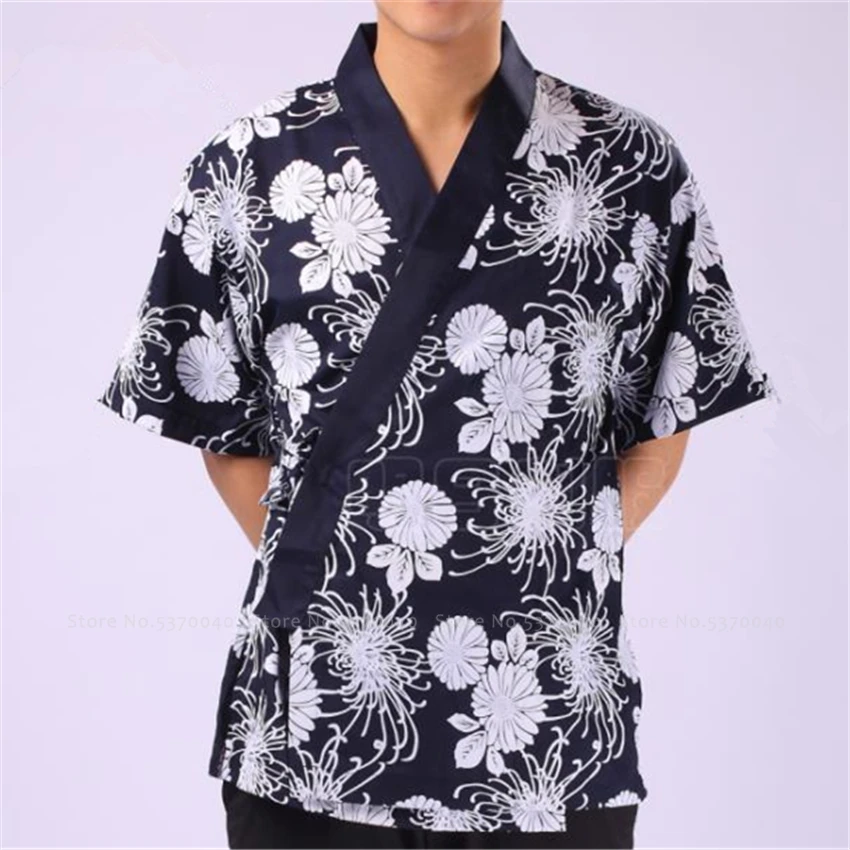 Халат-кимоно для ресторана суши шеф-повара с принтом |