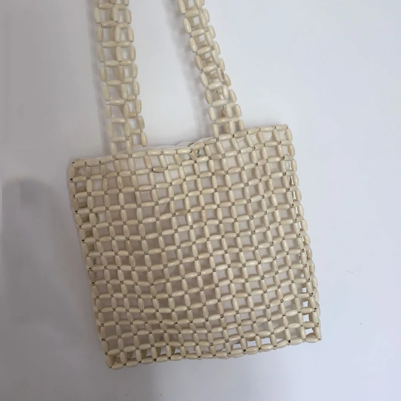 Женская сумка-мессенджер из натурального дерева большие акриловые бусины ручной