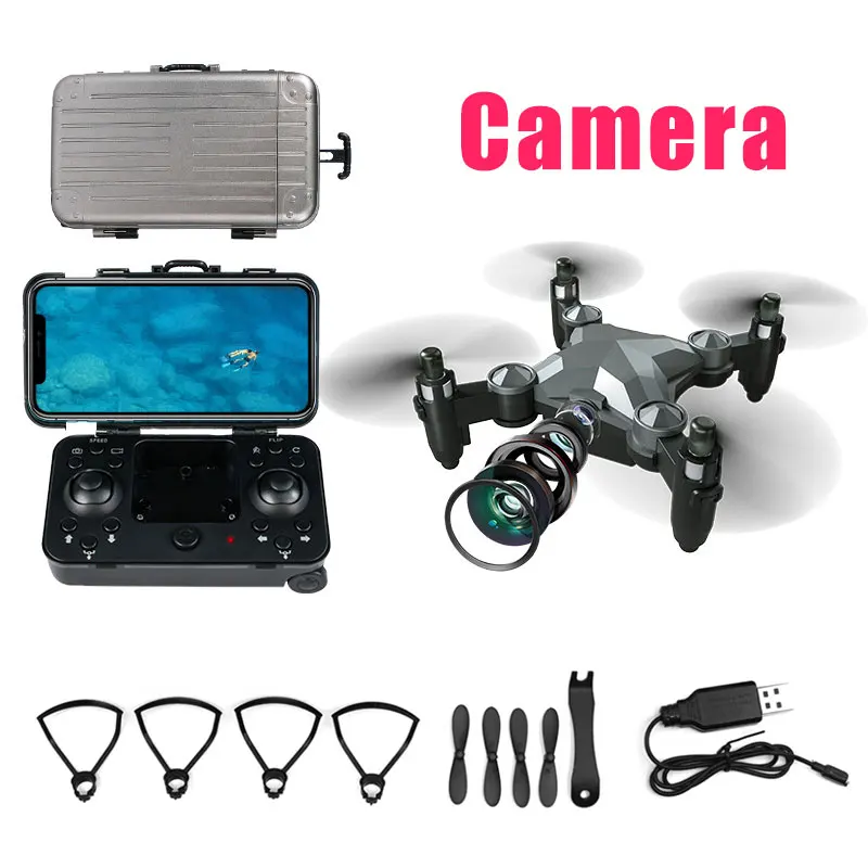 

2,4G HD WIFI FPV камера миниатюрный чемодан Радиоуправляемый Дрон Безголовый режим фиксированная высота складной воздушный пульт дистанционного...