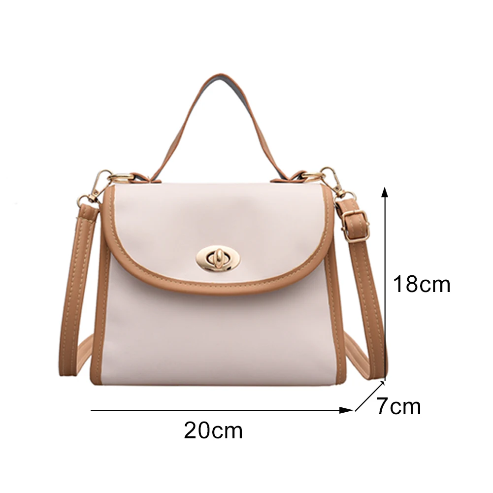 

Fashion Women PU Leather Messenger Handbag Casual Hit Color Shoulder Crossbody Bag Portable Metal Lock Travel Small Square Totes