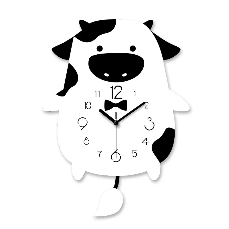 

2020 creative acrylic swing wall clock, fashionable and modern, dairy cow European and American style, classic swing wall clock