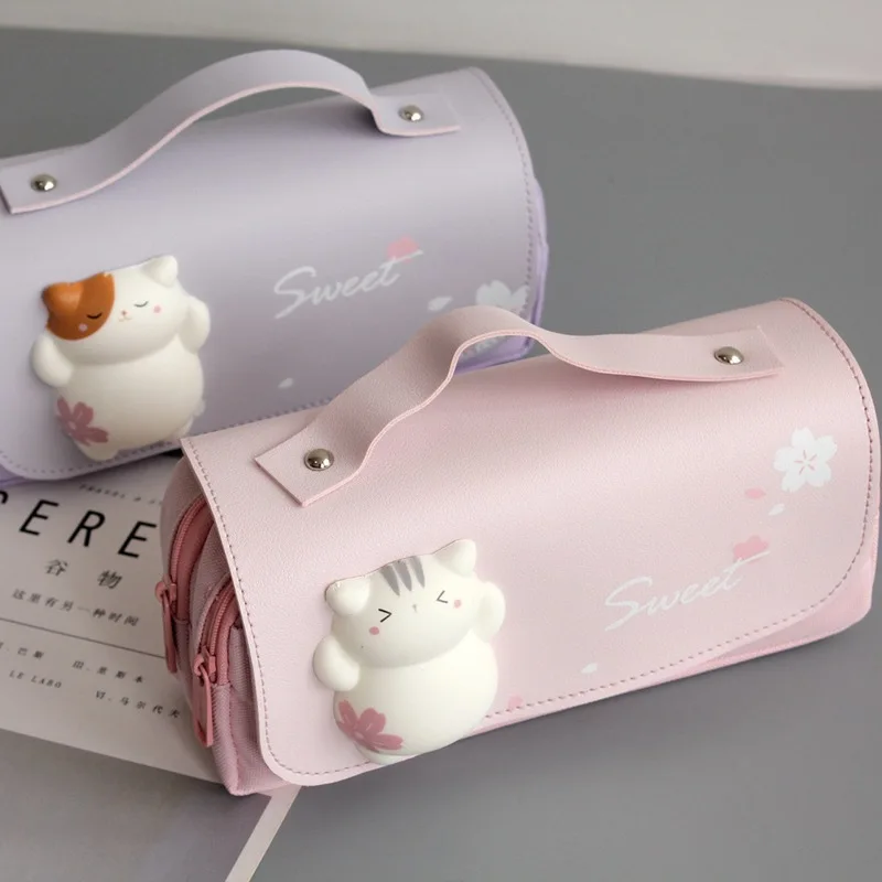 

3D Stereo Stationery Bag Large Capacity Cartoon Girl Heart Pencil Case Double Small Fresh