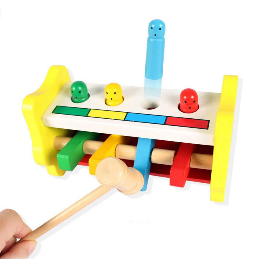 Деревянные игрушки Красочный ритм 4 Строительные блоки игра пилинг стол раннее
