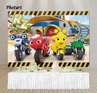 Фотофон Рики зум мотоцикл Робот детский день рождения декорация фотография фон винил полиэстер баннер реквизит