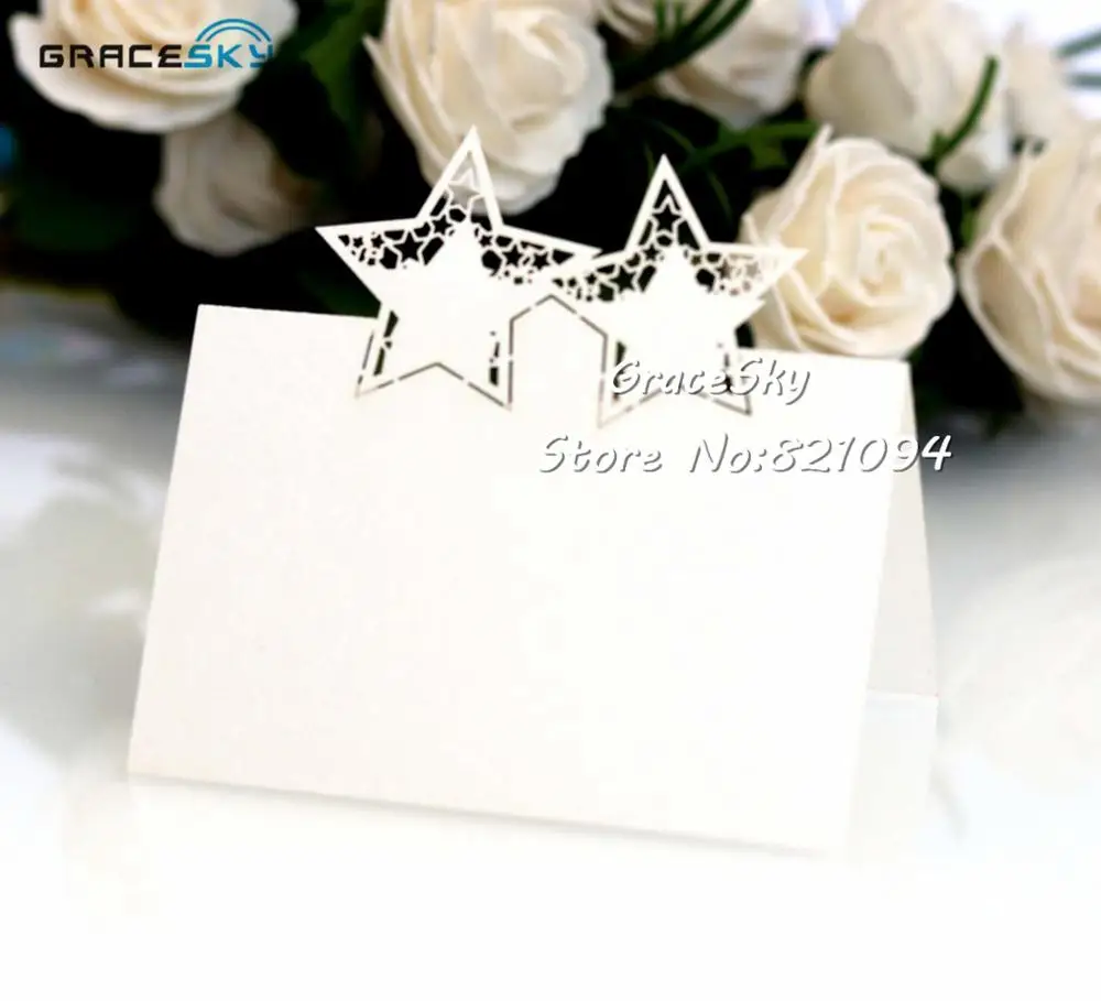 50 шт. Лазерная вырезка двойные звезды день рождения свадьба искусственные карты
