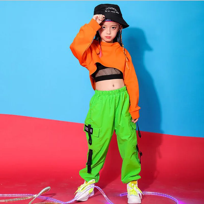 

Children Hip Hop Clothing Sweatshirt Top Crop Shirt Casual Jogger Pants for Girl Dance Costume Ballroom Dancing Clothes Wear