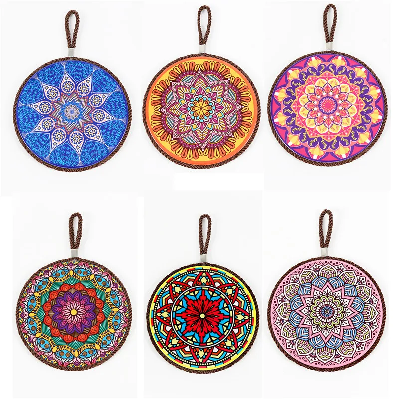 

30 PCS Retro Ceramic Mandala Coasters with Cork Base for Drinks Heat-Resistant Reusable Cup Mat Kitchen Bar Decor Wholesale K1