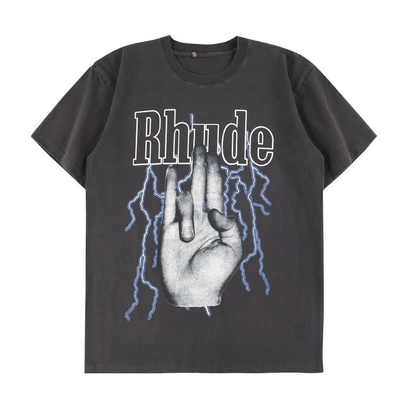 

Menswear|Spring and summer oversize European and American tide brand loose personality English rock print short-sleeved T-shirt