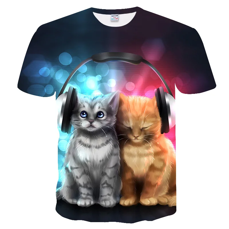 

New summer cat 3D printing T-shirt casual short-sleeve O-neck fashion printing t-shirts male/female T-shirt high quality T shirt