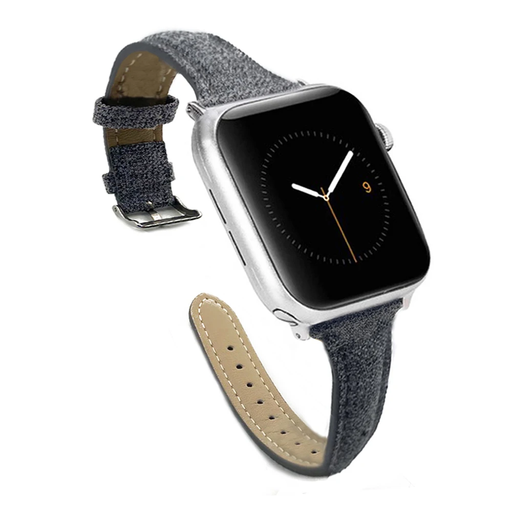 Розовый кожаный ремешок для Apple Watch 6 iWatch Series SE 5 4 3 2 1 ремешки часов 44 мм женщин