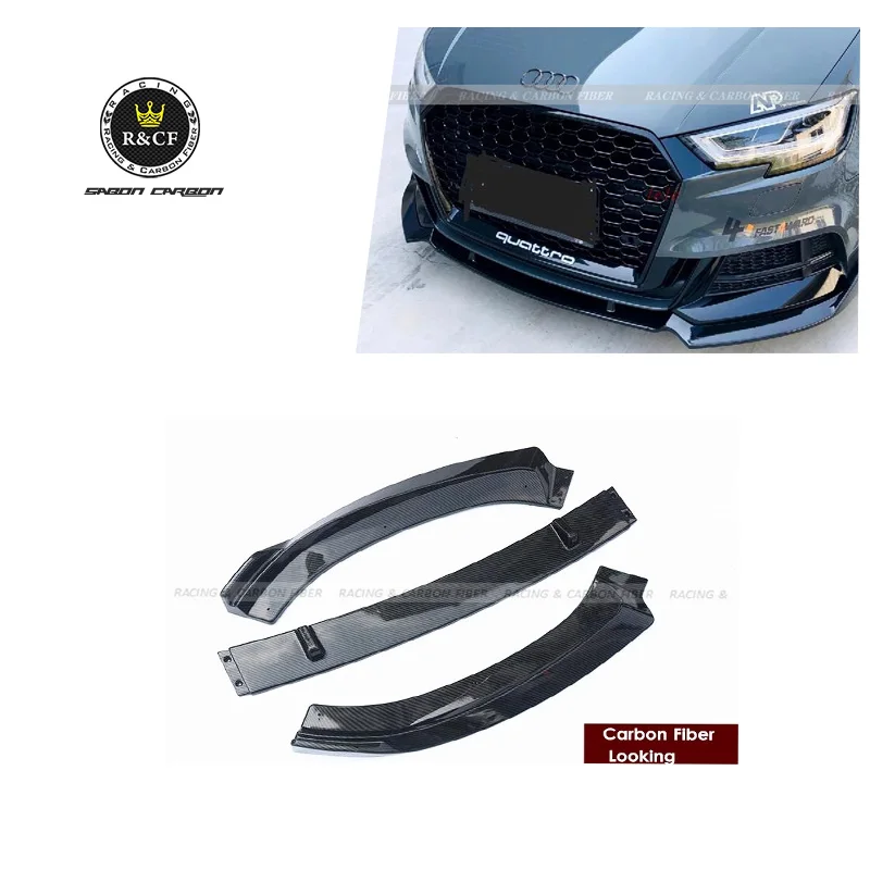 2017 19 A3 S line S3 передний сплиттер губа 3 шт Стильный ABS бампер спойлер для Audi S3|Обвесы|