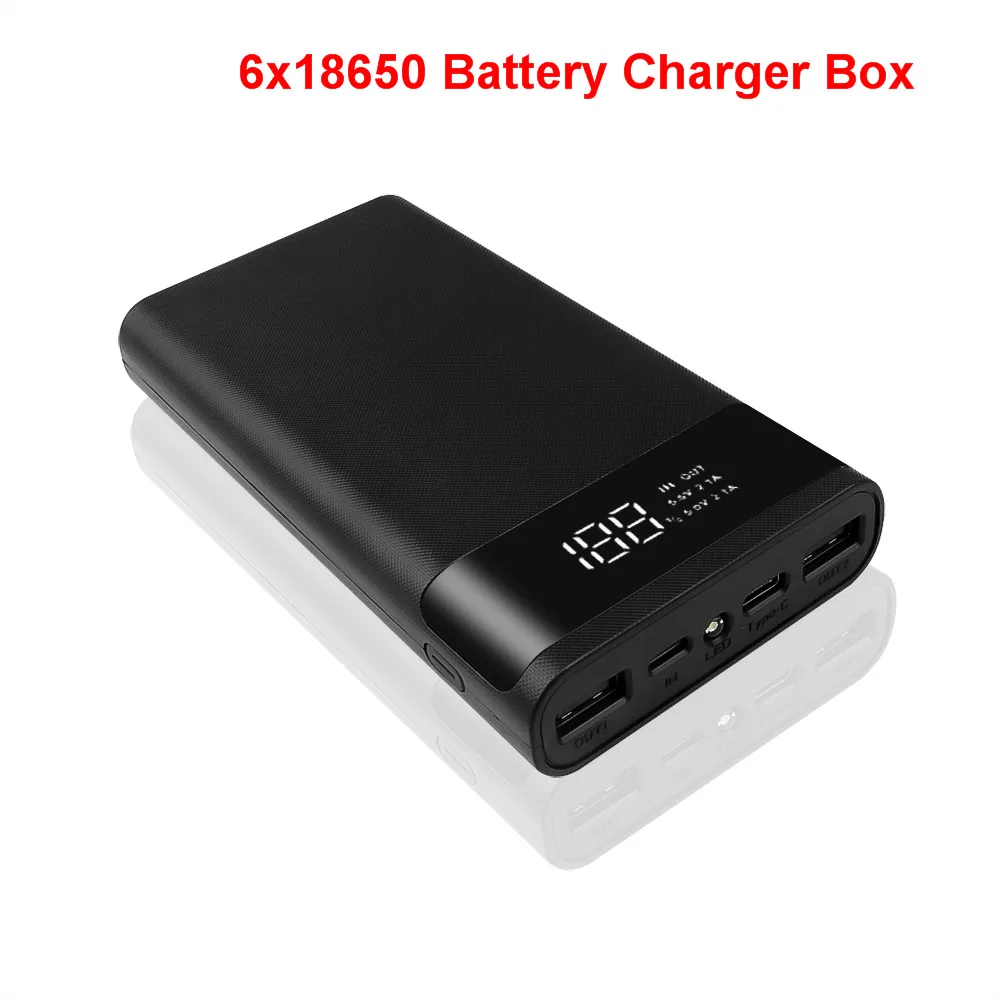 

Kebidumei DIY 6*18650 Power Bank Case External 5V Battery Charge Storage Box Shell For Charging Mobile Phones Portable