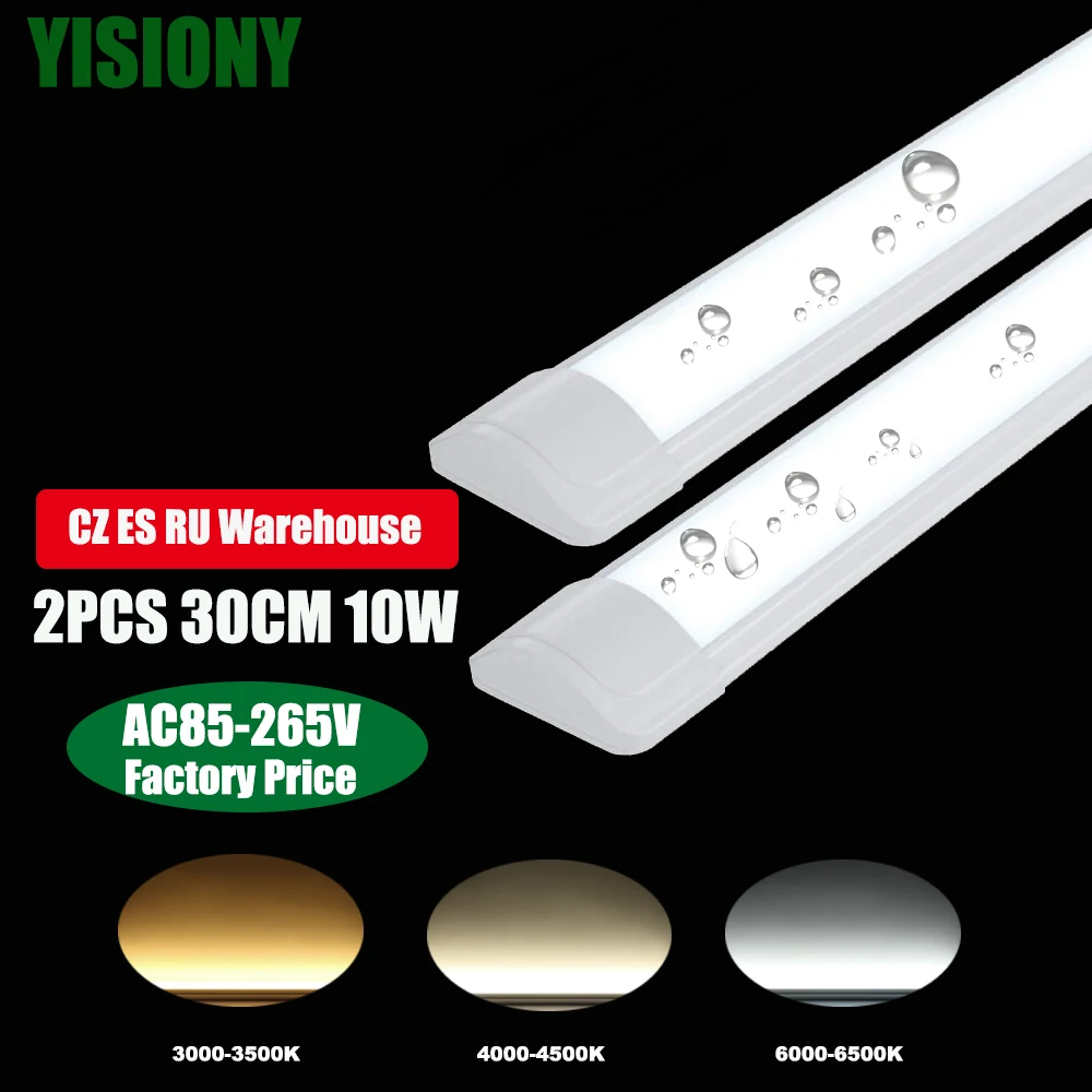 

YISIONY 2pcs/lot 30CM Slim Linear LED Batten Linear 10W 1FT Tube Light Tube LED Lamp Ceiling Lamp 220V 110V LED Light для дома