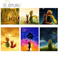 sdoyuno 60x75cm frame diy oil digital painting by bumbers kits cartoon little prince acrylic paint by numbers for adults home de