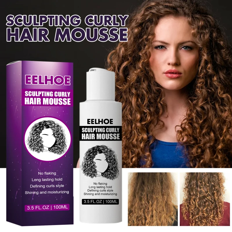 

EELHOE 100ML Curly Hair Elastic Cream Fixing Agent Hair Stereotype Moisturizing Care Prevent Frizz Curly Hair Enhancer Styling