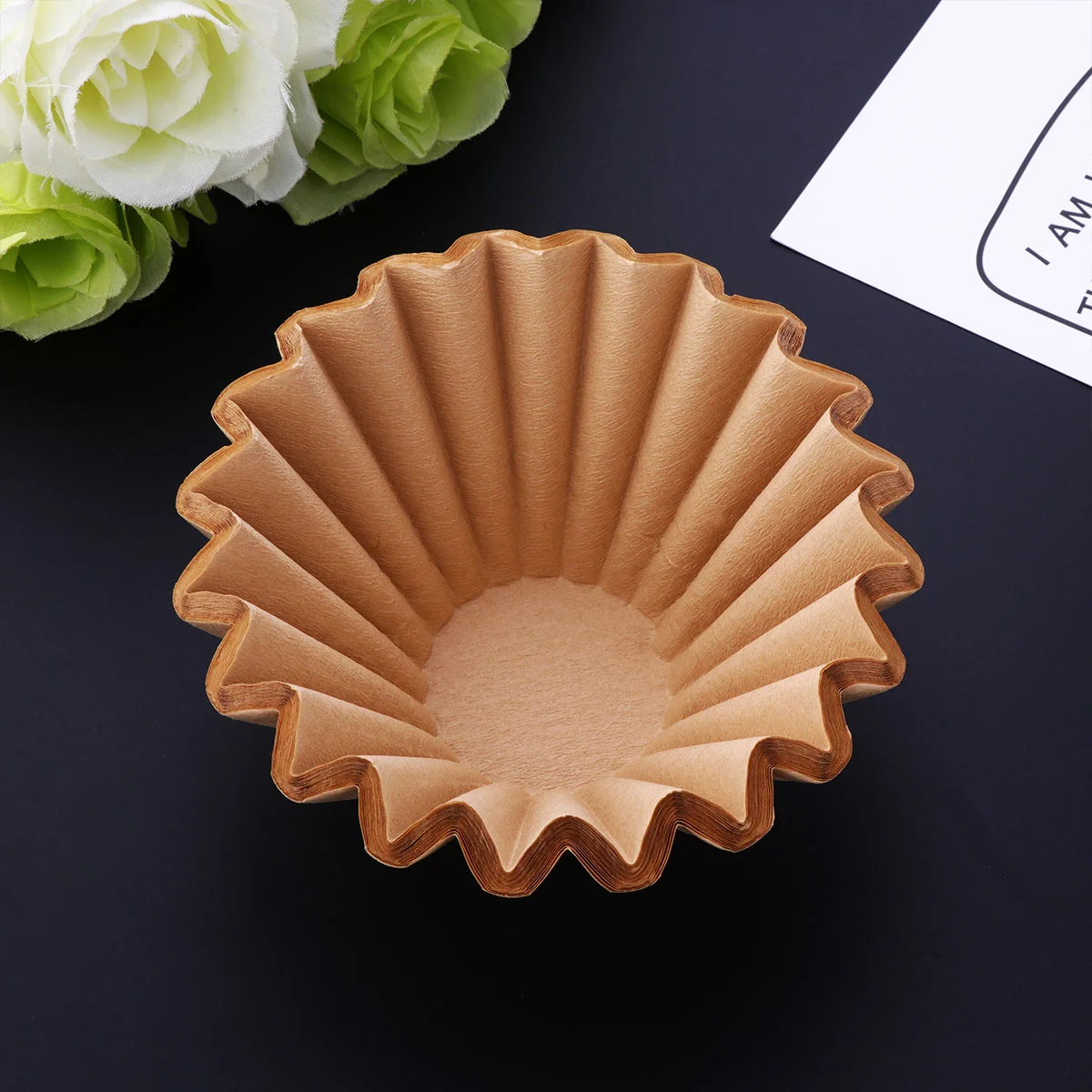 

50PCS Unbleached Coffee Filter Natural Paper Cones Cups Coffee Strainer Tool for Coffee Machine (Wood Color)