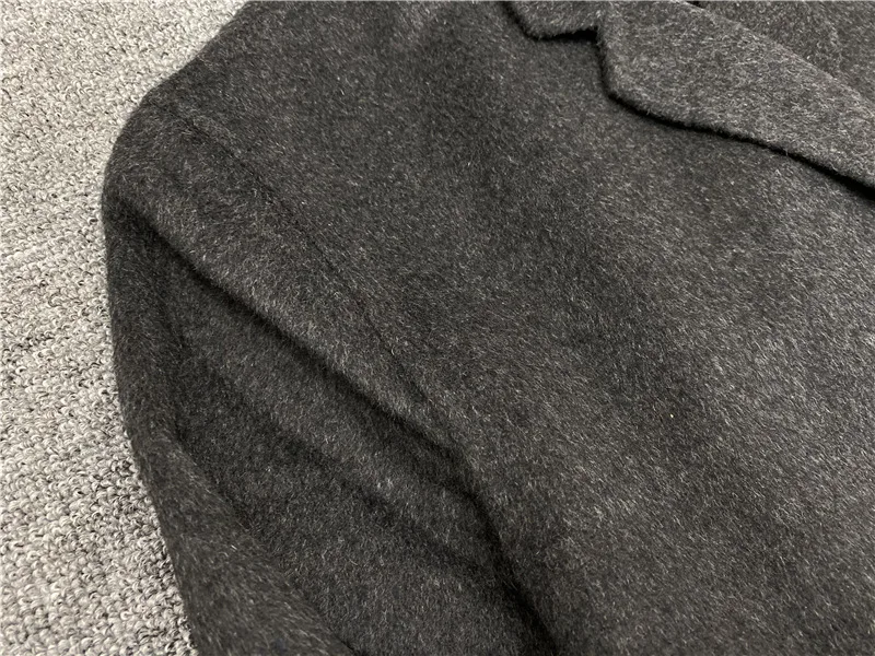 

100% Wool Women Long Coat Double Breasted Loose Simple Two Colors Autumn and Winter Ladies Jacket