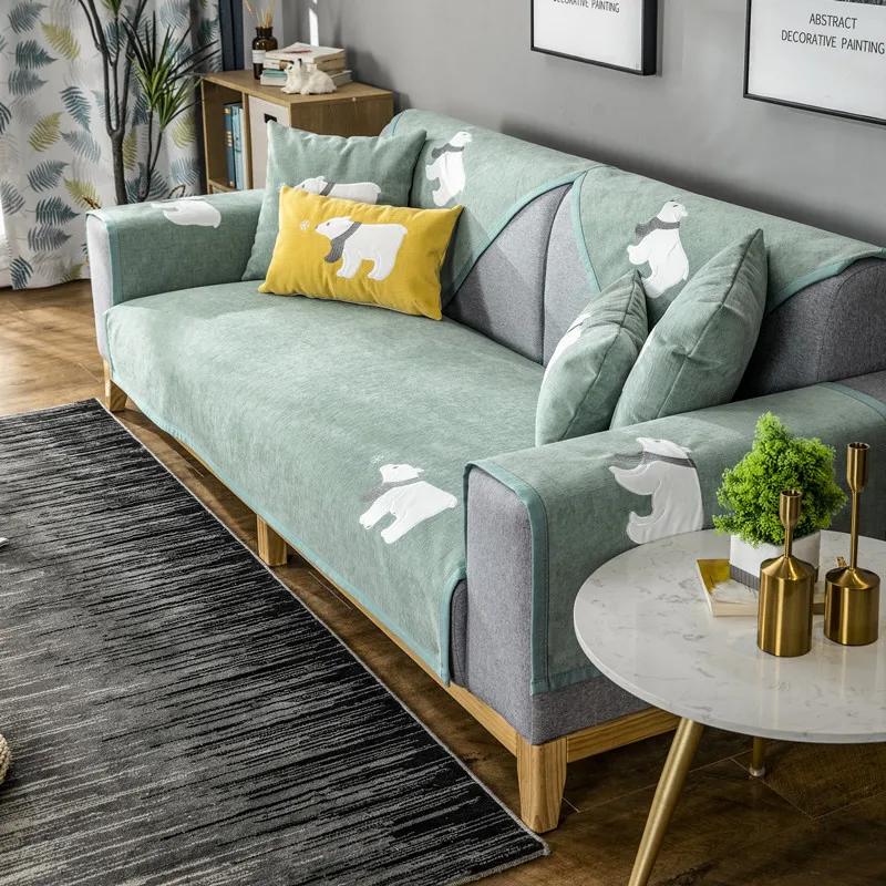 

Nordic Simple Modern Sofa Cover Fashion Cartoon Fabric Sofa Set Living Room Furniture Non-Slip Chenille Chair Back Towel 1/2 New