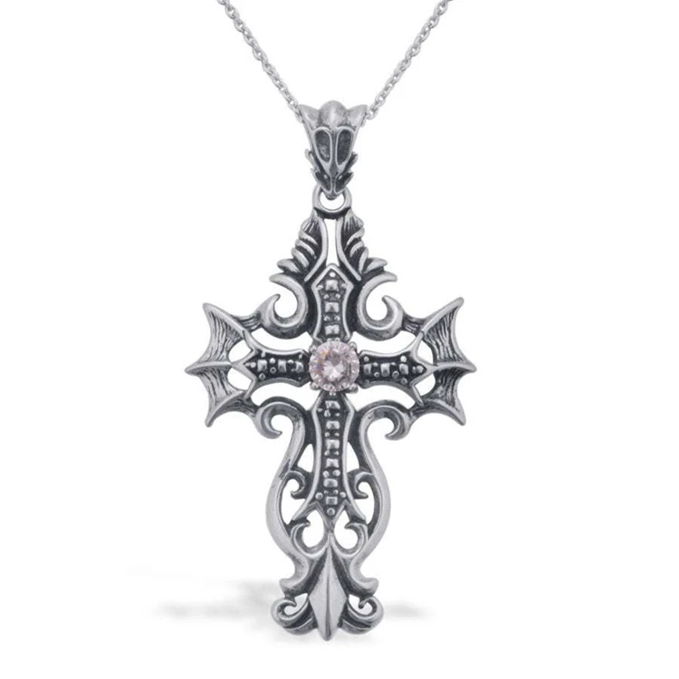 KOFSAC 925 Sterling Silver Pendant Necklace For Men Fashion Jewelry Exquisite Vintage Hollow Cross Necklace Boy Engagement Gift