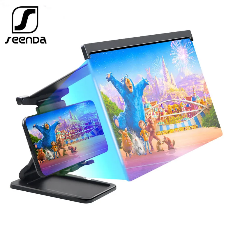 

SeenDa 2 in 1 Phone Desktop Stand Screen Magnifier 12inch HD Bluelight-proof Video Amplifier Projector for Mobile Phone Support