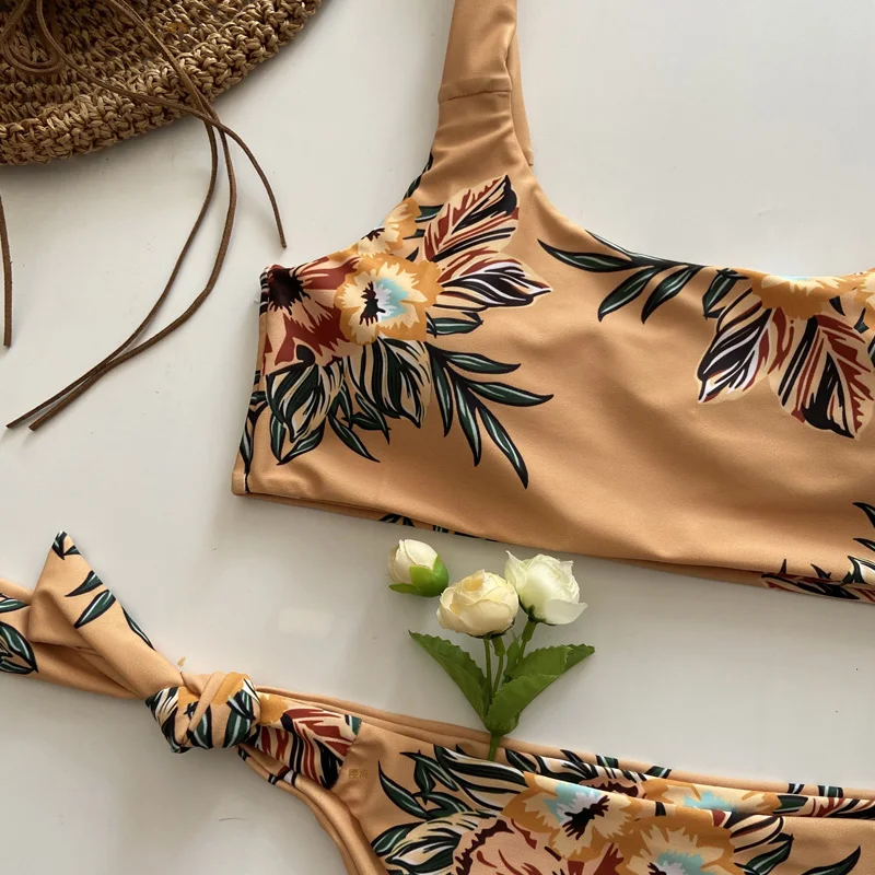 

Bandeau Swimsuit 2020 New Items Geometric Print Suits Bath Swimming Wear Bandage Push Up Bikinis Set 2 Pieces Separate Swimwear